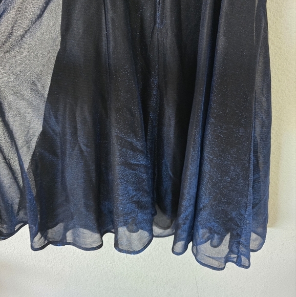 Vintage All That Jazz Dress Black Blue Women Metallic Mini Fit Flare Whimsigoth - Picture 12 of 13